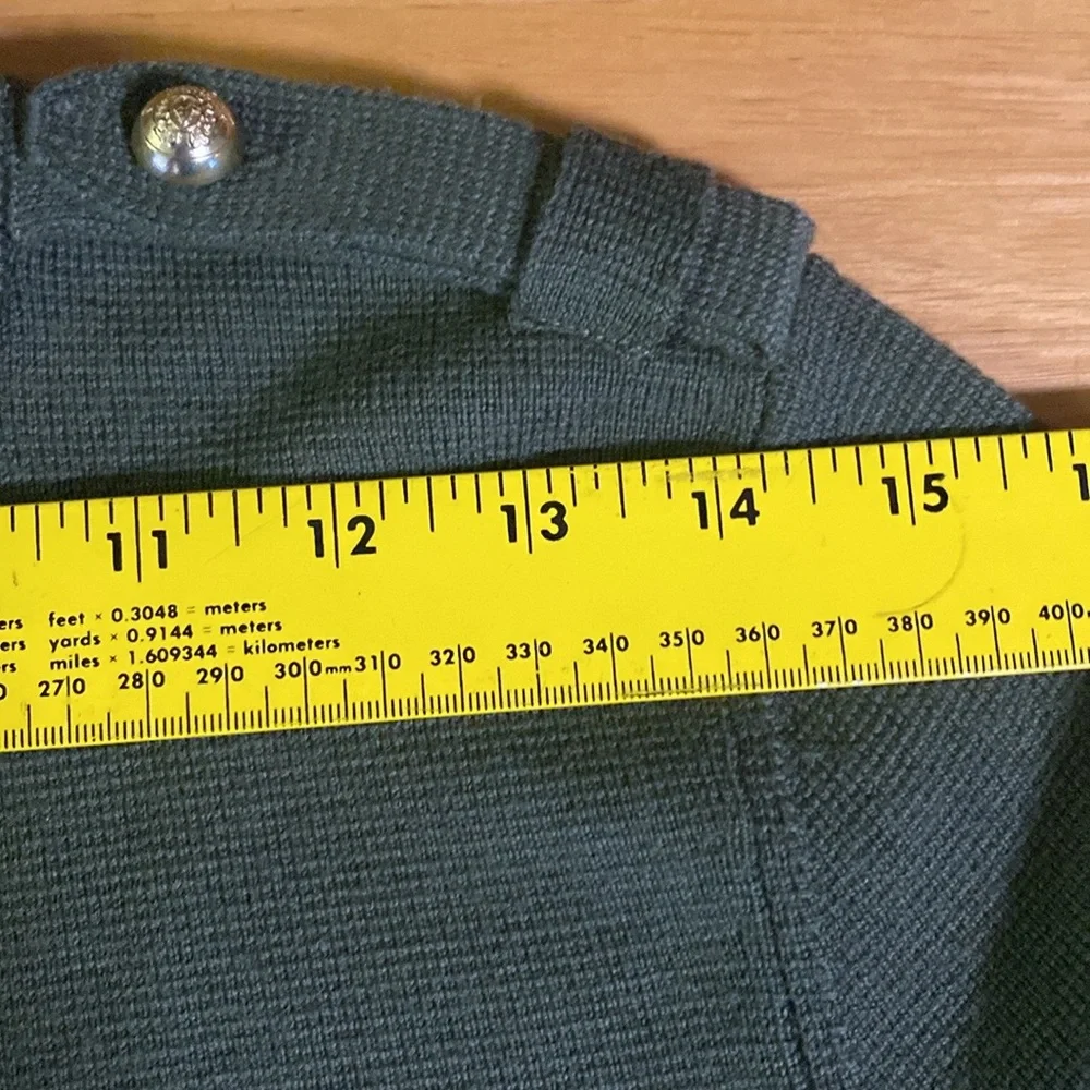 Talbots Petites Military Style Cardigan Jacket Pure Merino Wool Army Green